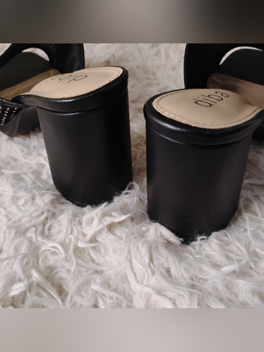 Diba Black Mesh Slide Mules with Rhinestone Grid - Picture 8 of 8